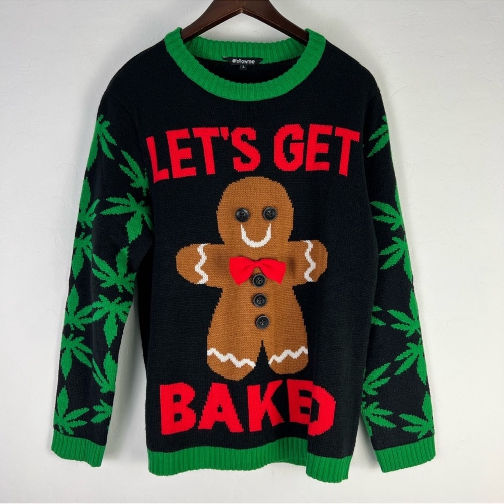 🍪 Let’s Get Baked Ugly Christmas Sweater – Size Large (Unisex) Garden Lovers